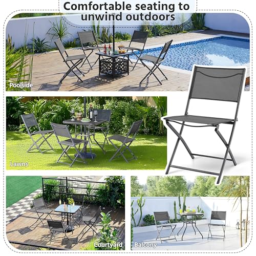 Black Set of 4 Metal Folding Dining Chairs Q1821