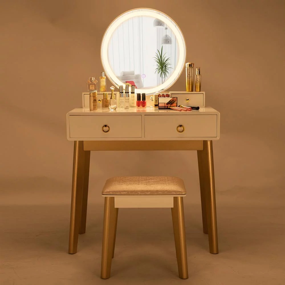 White Vanity Set with Touch Screen Mirror and 4 Sliding Drawers J950687