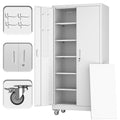 White Metal Storage Cabinet with Wheels W4175