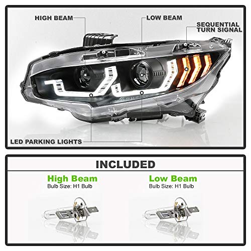 Black LED Projector Headlights Assembly U687827