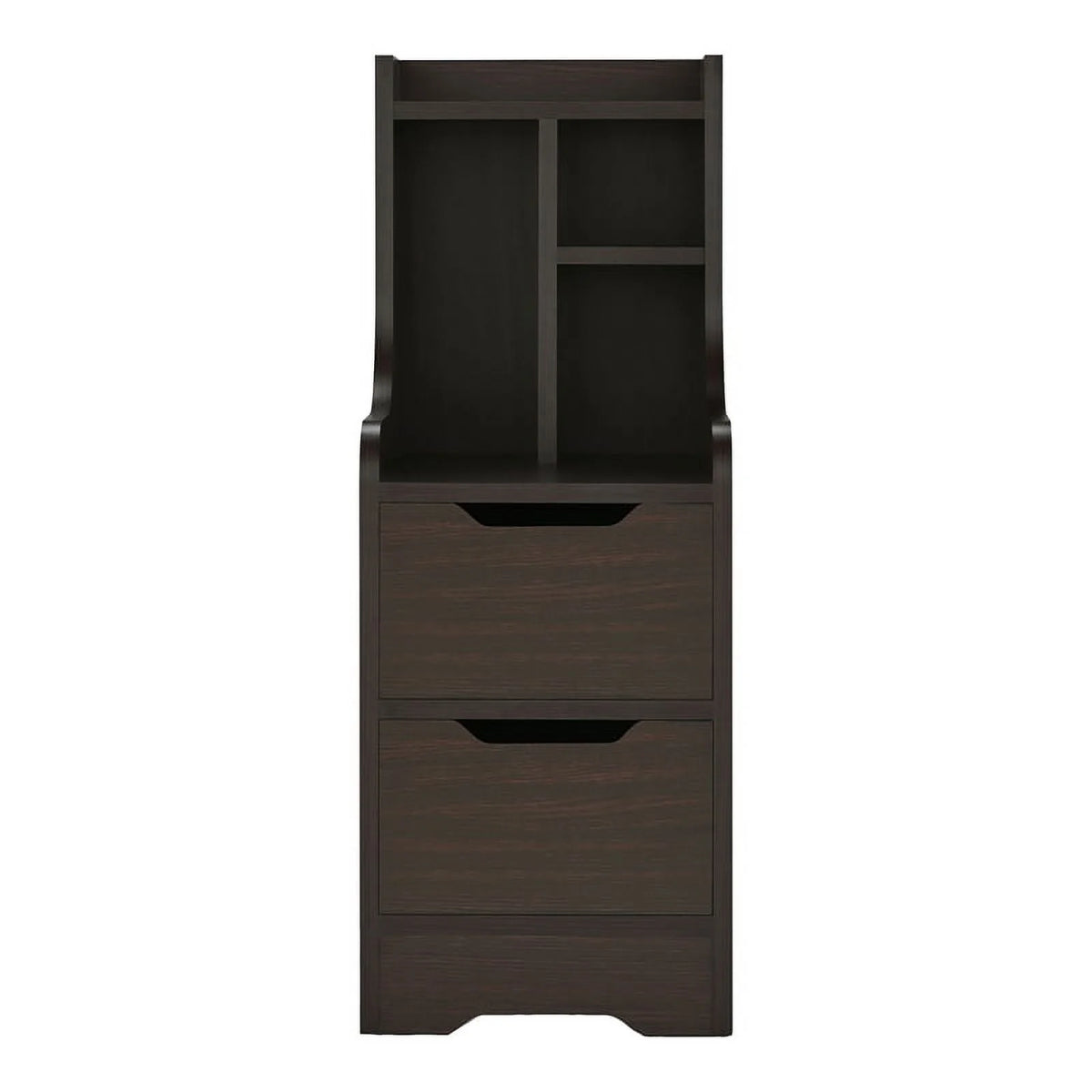 Walnut Wood 2-Drawer Nightstand with Open-Shelf D82816