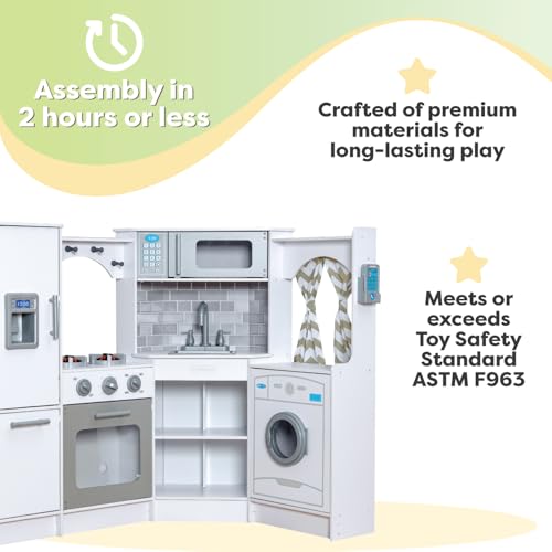 Wooden Corner Play Kitchen with Lights & Sounds A569706