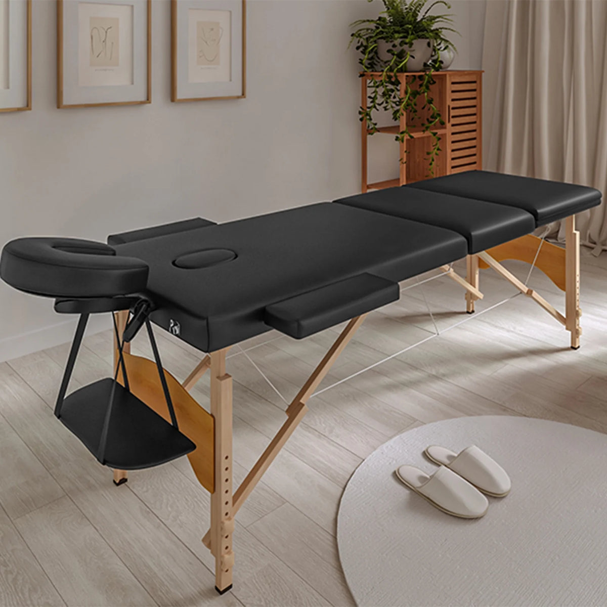 Portable 3 Folding Black Massage Table with Carry Case M7906