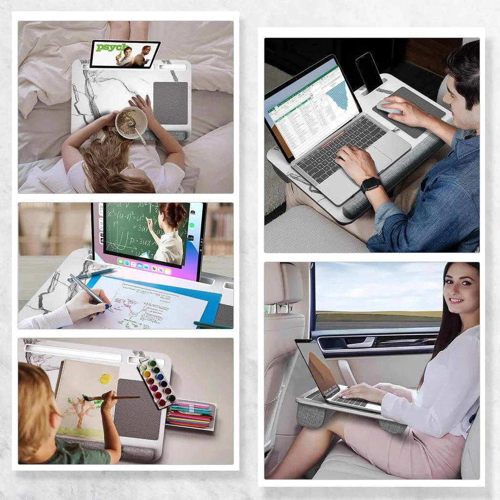 Foldable Lap Desk with Mouse Pad and Storage Drawer, Fits Up to 17" Laptop A634261