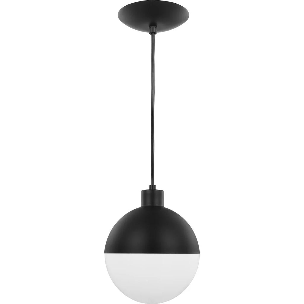 One-Light Matte Black Opal Glass Pendant Light Y9821