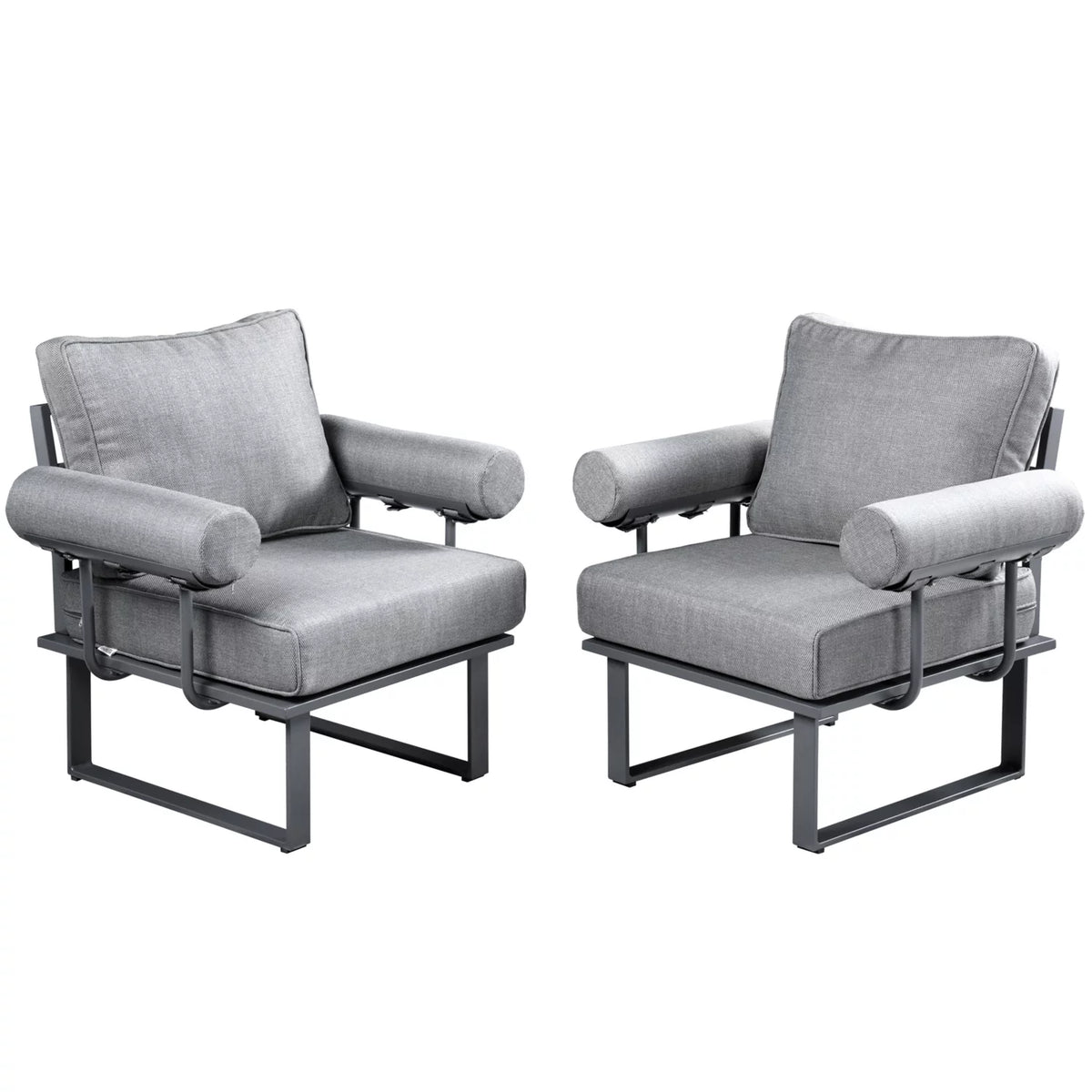 2 Pieces All Weather Wicker Patio Sectional Couch with Cushions N44711