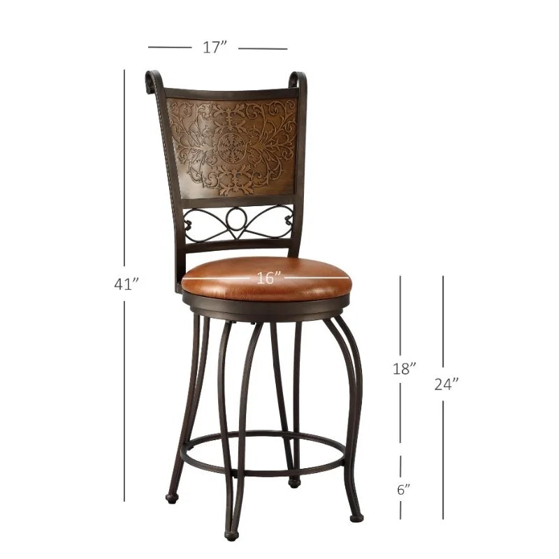 24" Metal Stamped Back Swivel Counter Stool Q26499