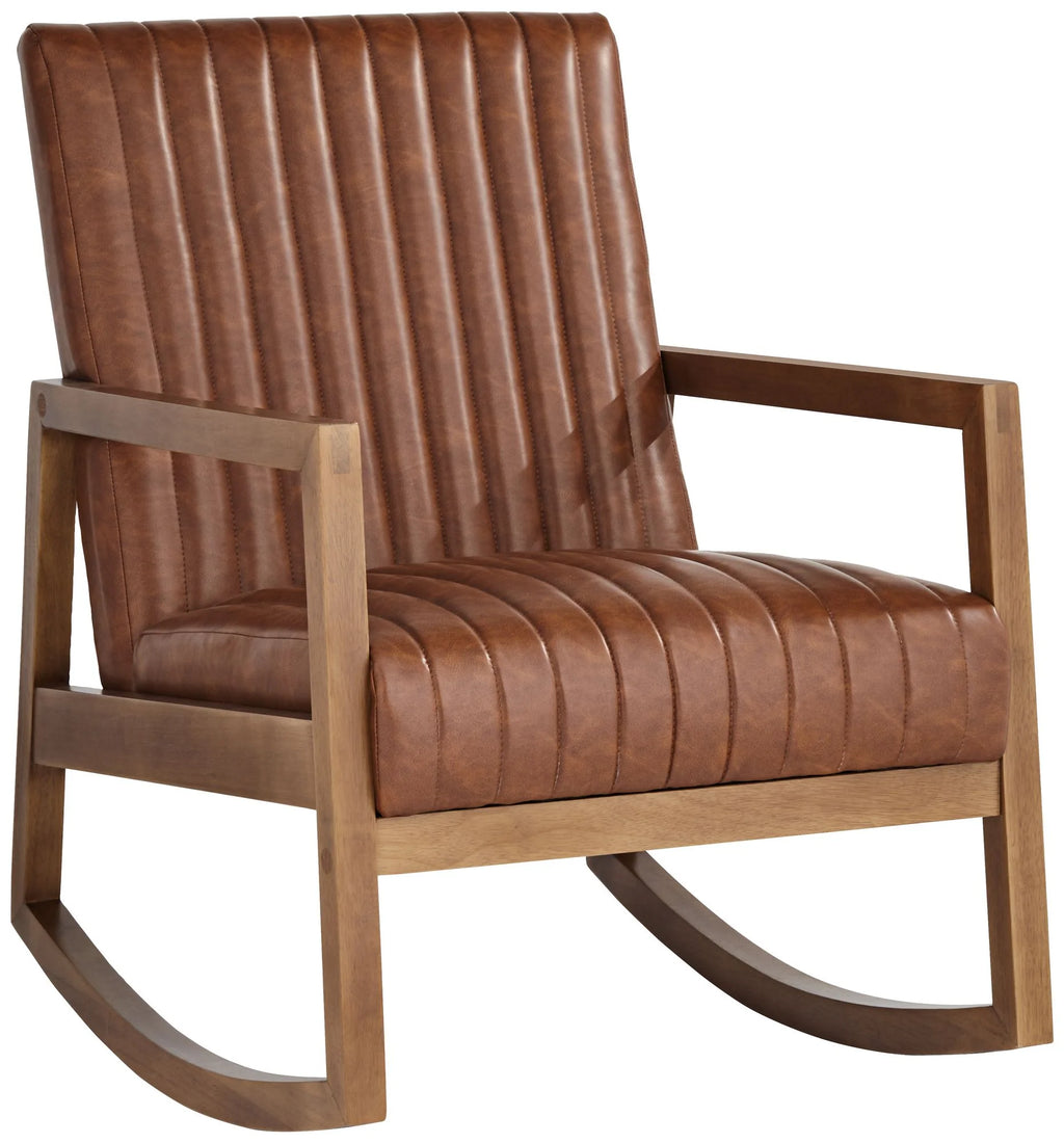 Rust Brown Wood Frame Rocking Chair M681