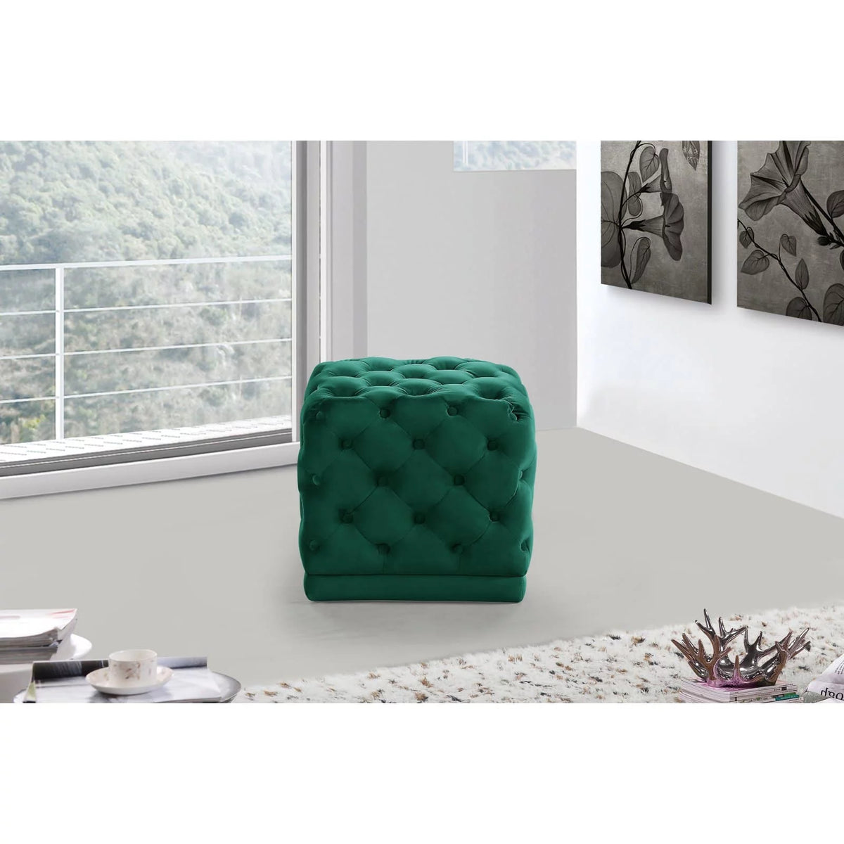 Cream Velvet Ottoman/Stool G963441