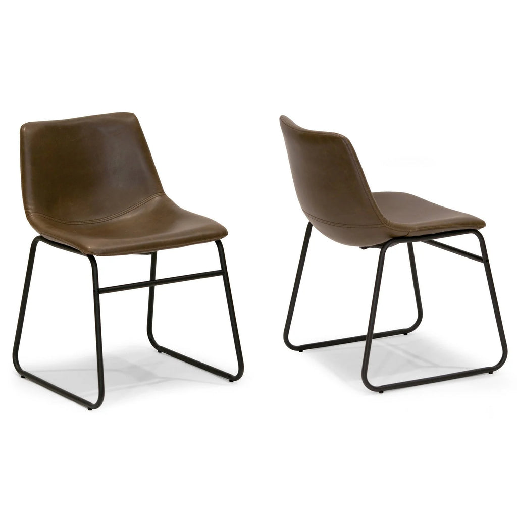 Dark Brown Faux Leather Dining Chairs Set of 2 K75887