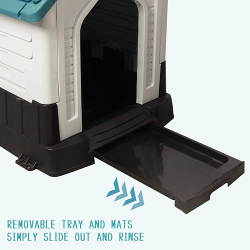 Waterproof Plastic Dog House with Air Vents and Elevated Floor U8539