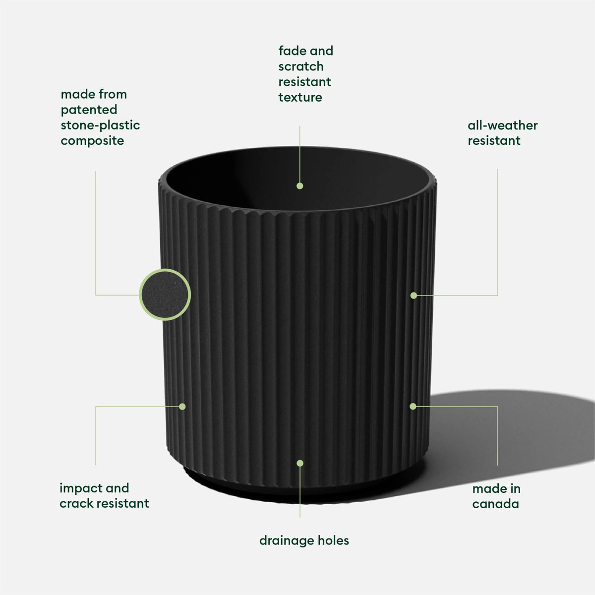 16" Plastic-Stone Planter Black B70182