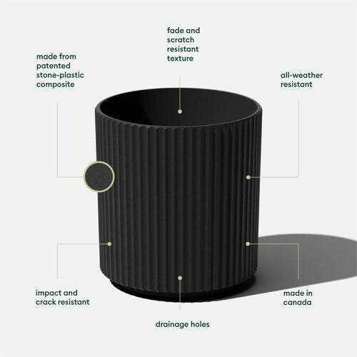 16" Plastic-Stone Planter Black B70182