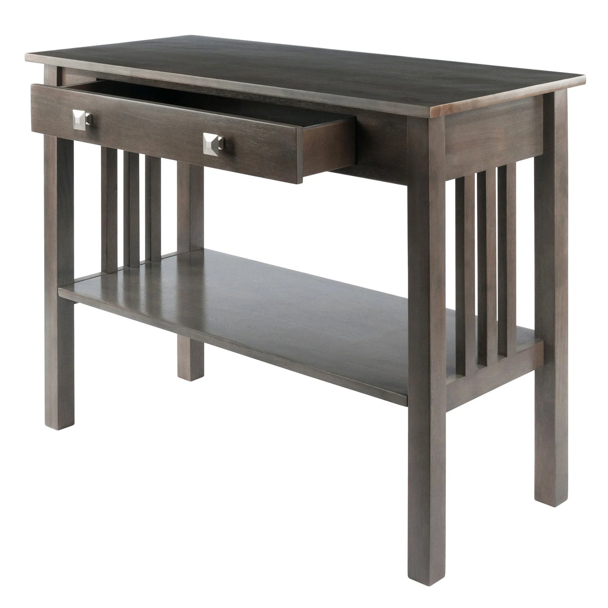 40" Oyster Gray and Silver Contemporary Solid Console Table V4808