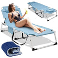Adjustable 5-Position Folding Chaise Lounge Chair with Mattress and Pillow E365472