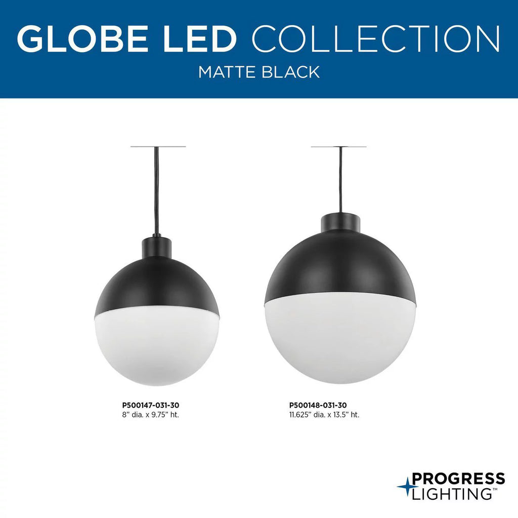 One-Light Matte Black Opal Glass Pendant Light Y9821
