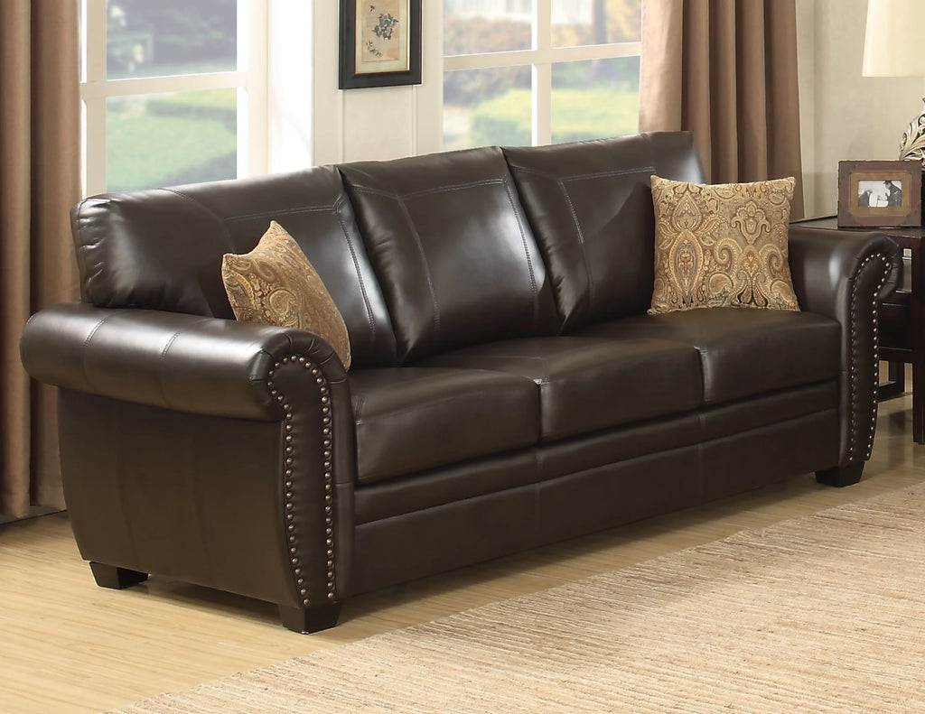 Brown Leather Gel Sofa F7321