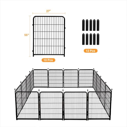 48 in Decorative Garden Fence with Gate, 8 Panels Heavy Duty Iron Animal Barrier Fence Q52385