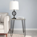 Modern End Table with Hairpin Legs and Woodgrain Finish Gray R697