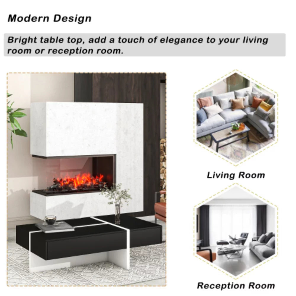 Contemporary Black High Gloss Cocktail Table Z766762