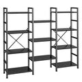 4 Tier Rustic Brown Bookshelf with 11 Open Shelves P100