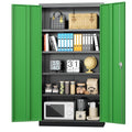 72” Black Metal Storage Cabinet with Doors and Shelves J766944
