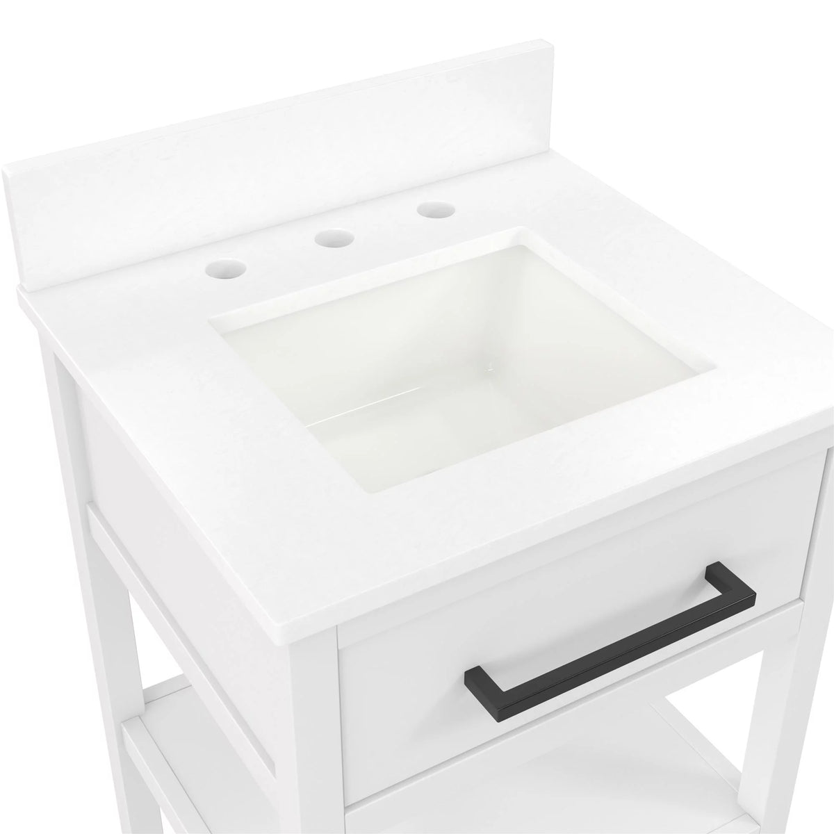White 20 Inch Bathroom Vanity with Countertop and 2 Storage Shelves J295485