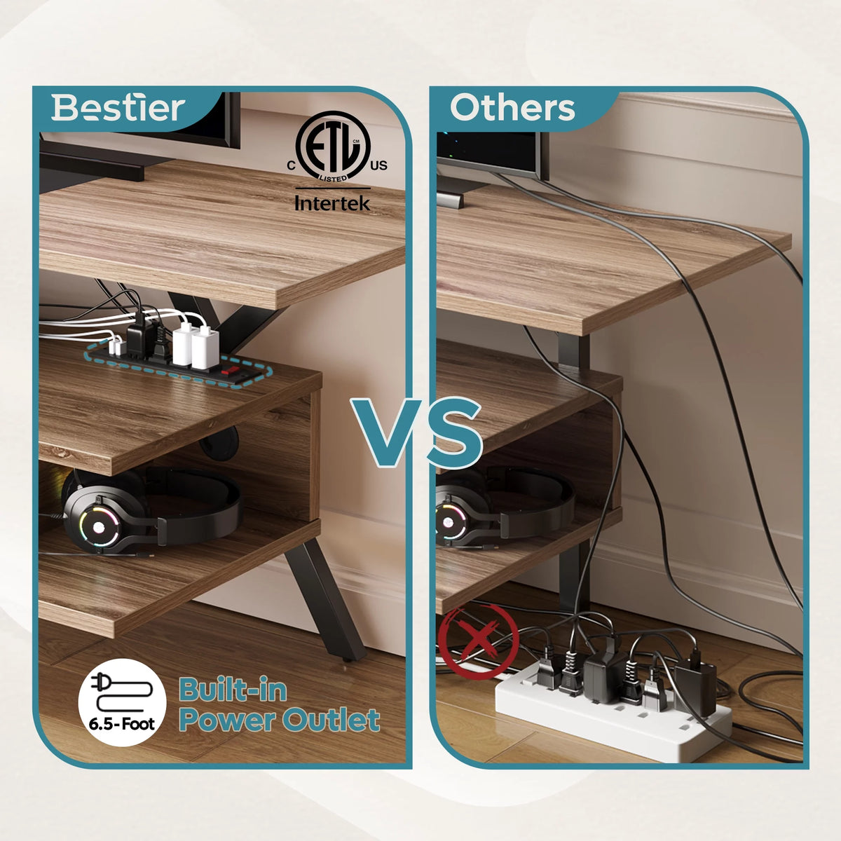 Modern TV Stand with LED & Outlets for TVs up to 65" L60670