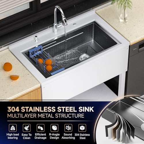 24" Stainless Steel Freestanding Utility Sink with Faucet X726703