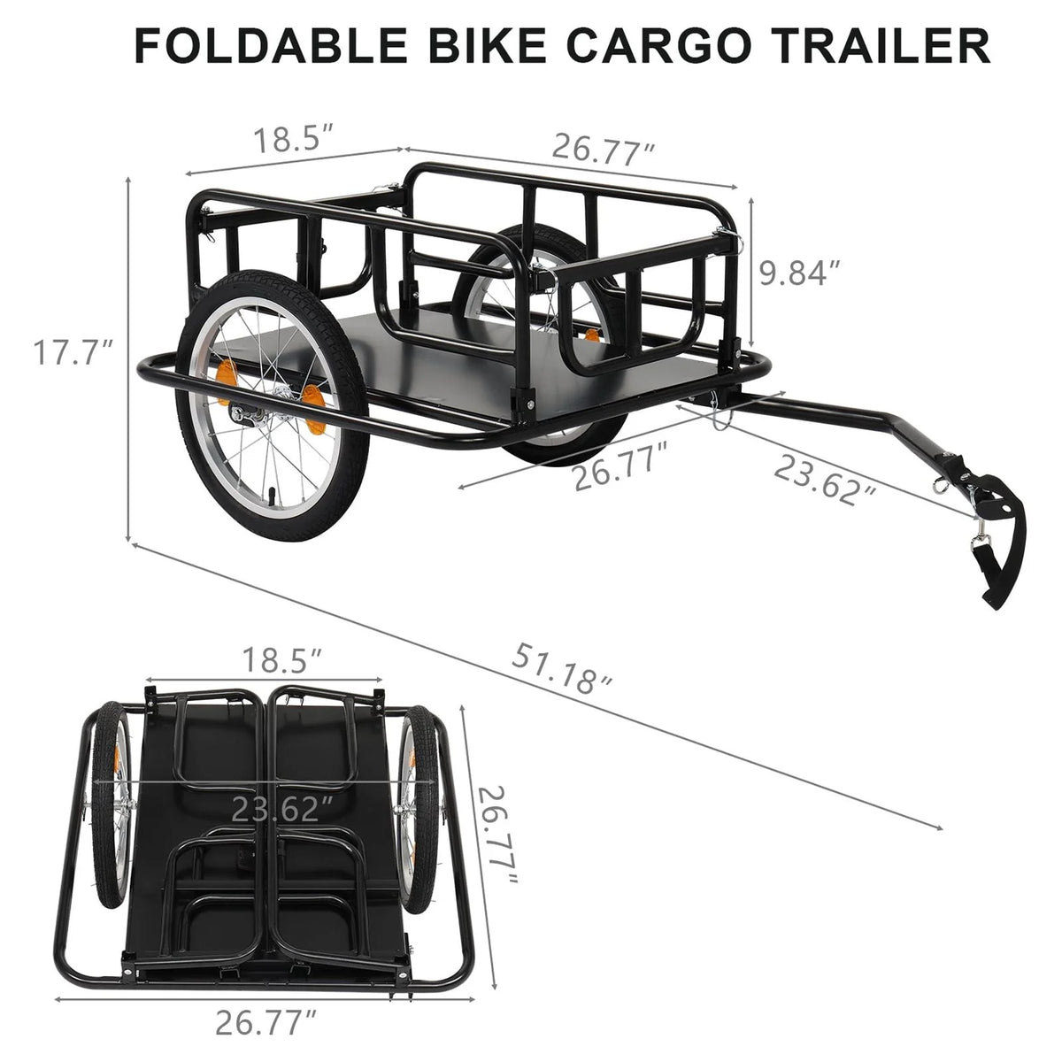 Foldable Bike Cargo Trailer with 16" Wheels E299679