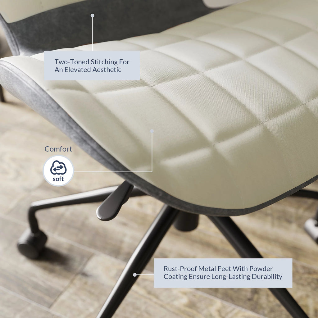 Upholstered Linen Desk Chair with Swivel Wheels H5743