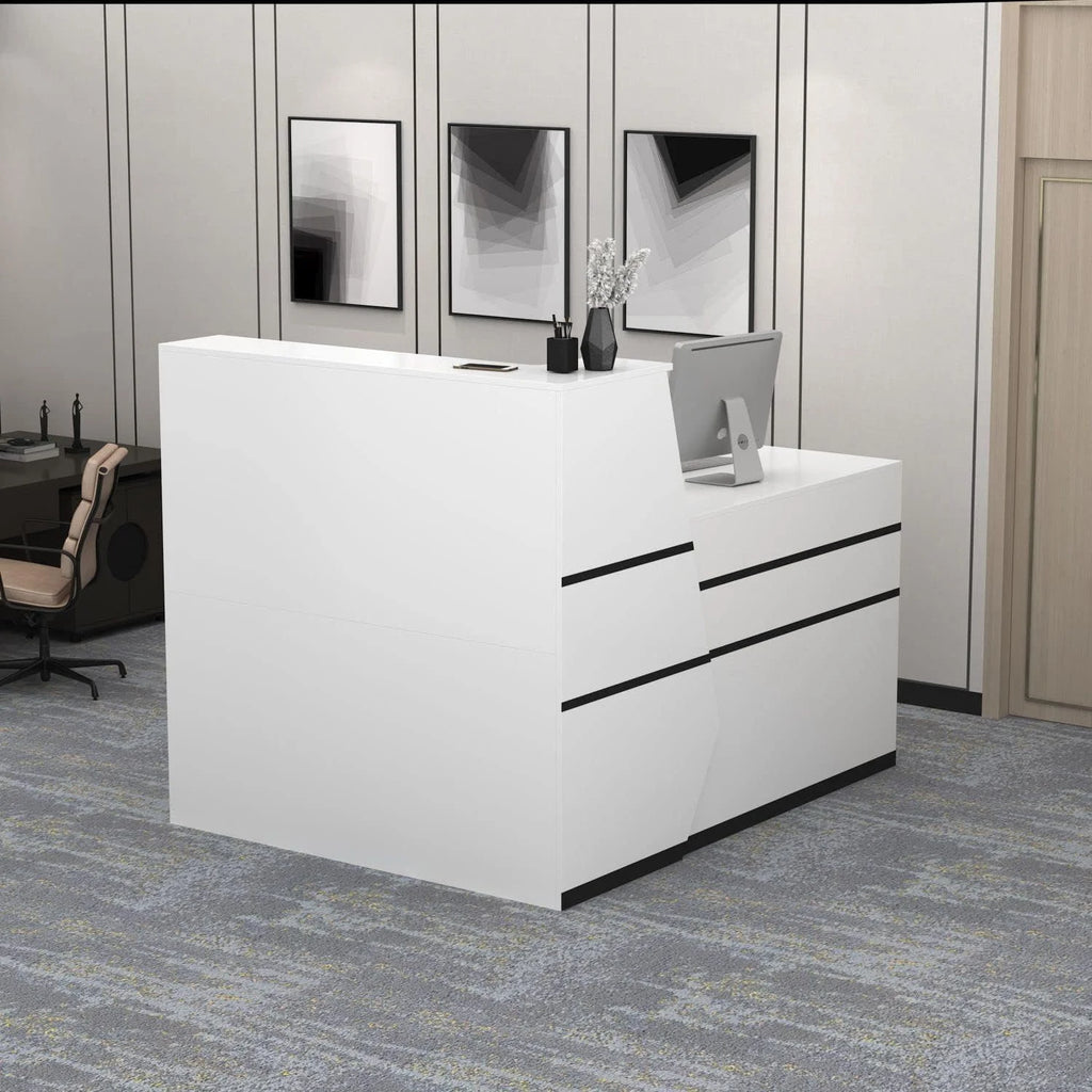 L-Shaped Black Reception Desk S986