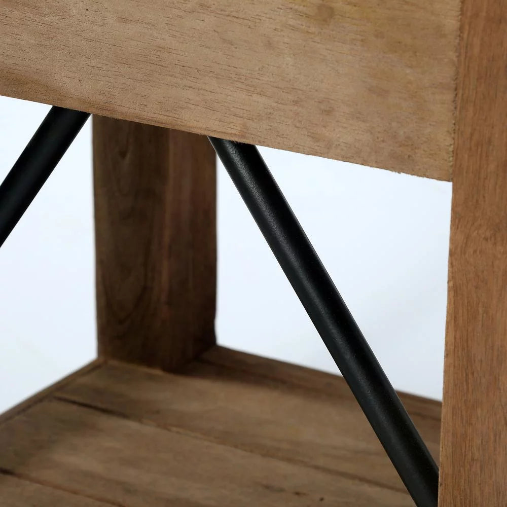 22" Wood and Zinc Metal End Table with Drawer D9027