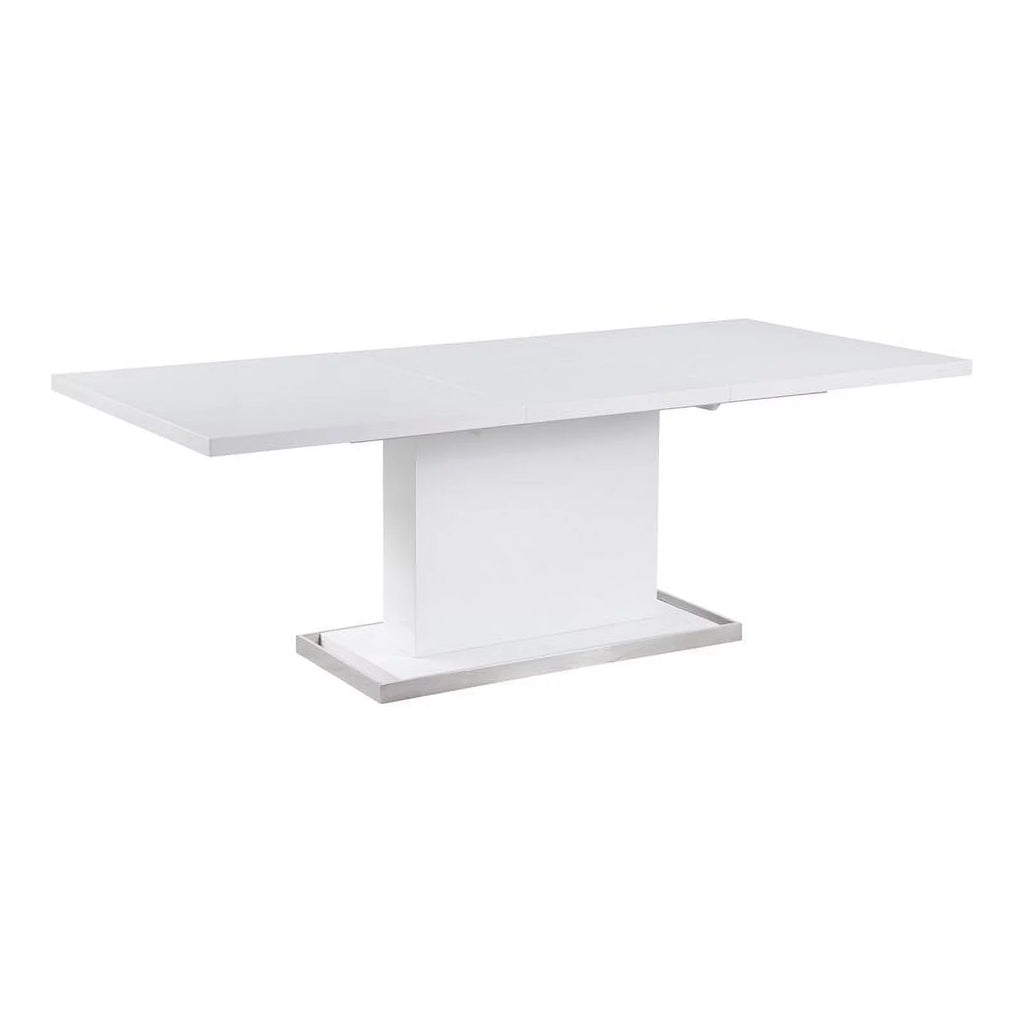 White Extendable Steel and Wood Dining Table E866245