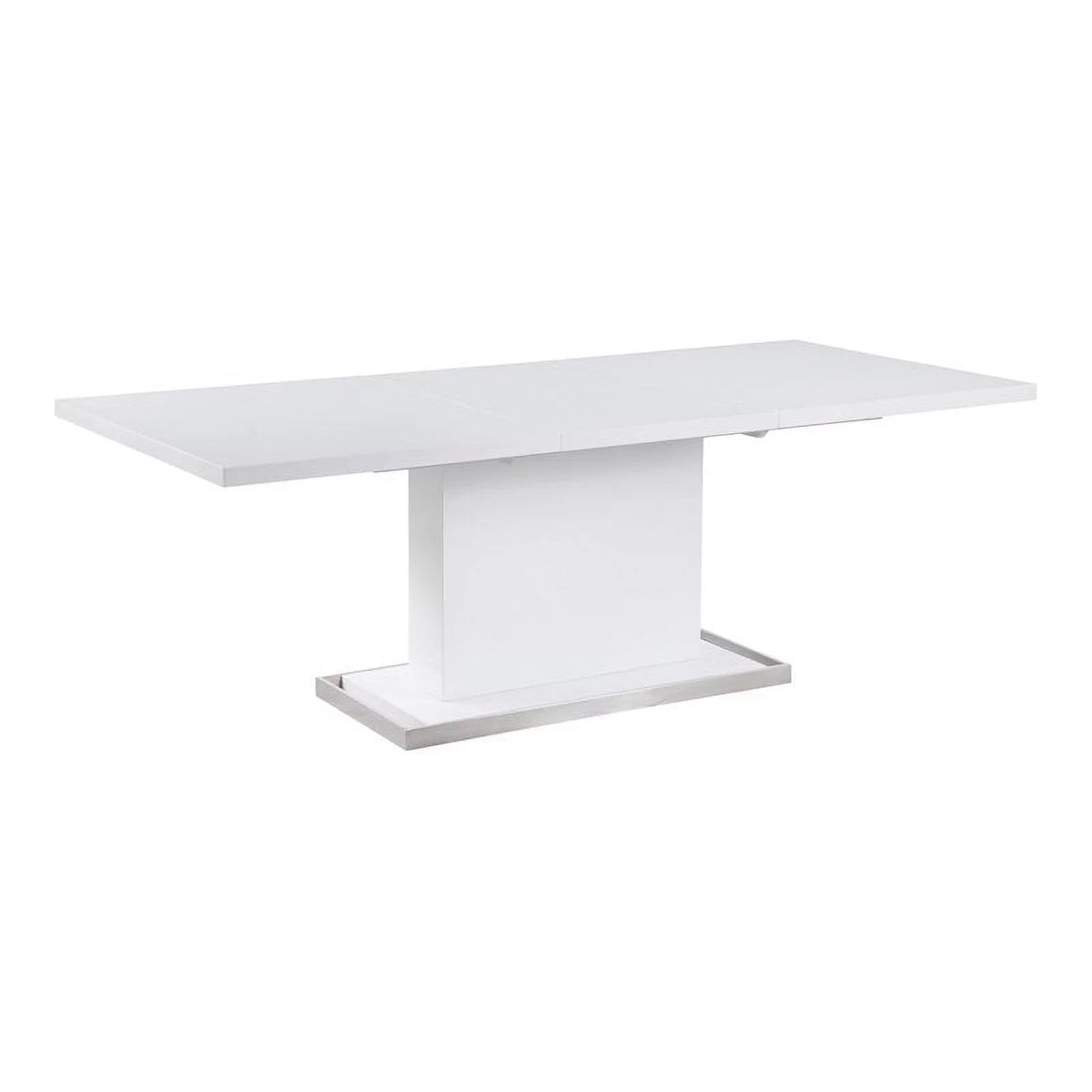 White Extendable Steel and Wood Dining Table E866245