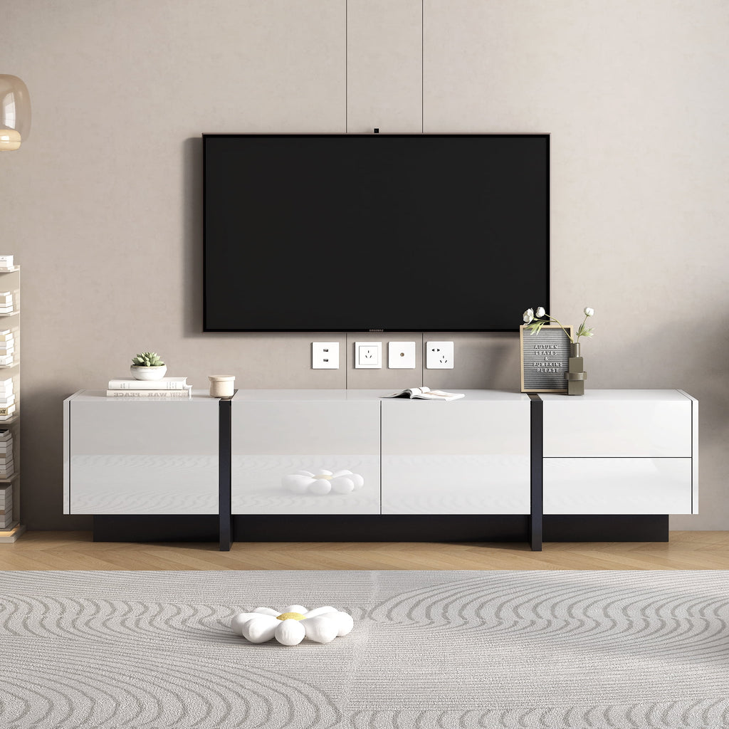 White Rectangle TV Stand for 80 inch TV U78217