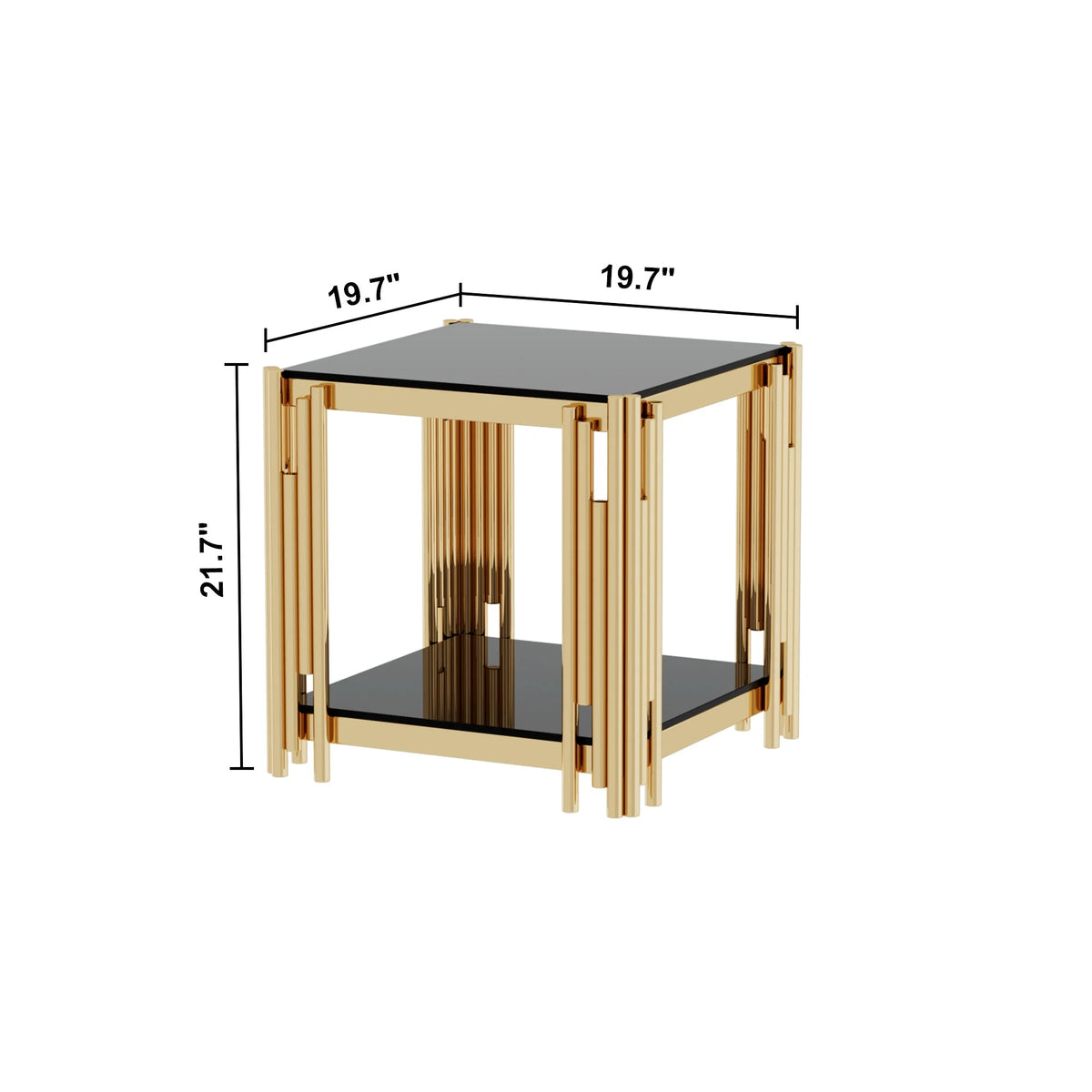 Stainless Steel Square Glass End Table R699