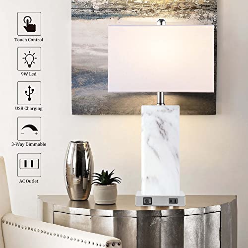 Touch Control Table Lamps Set of 2 with USB Ports and AC Outlet J20834
