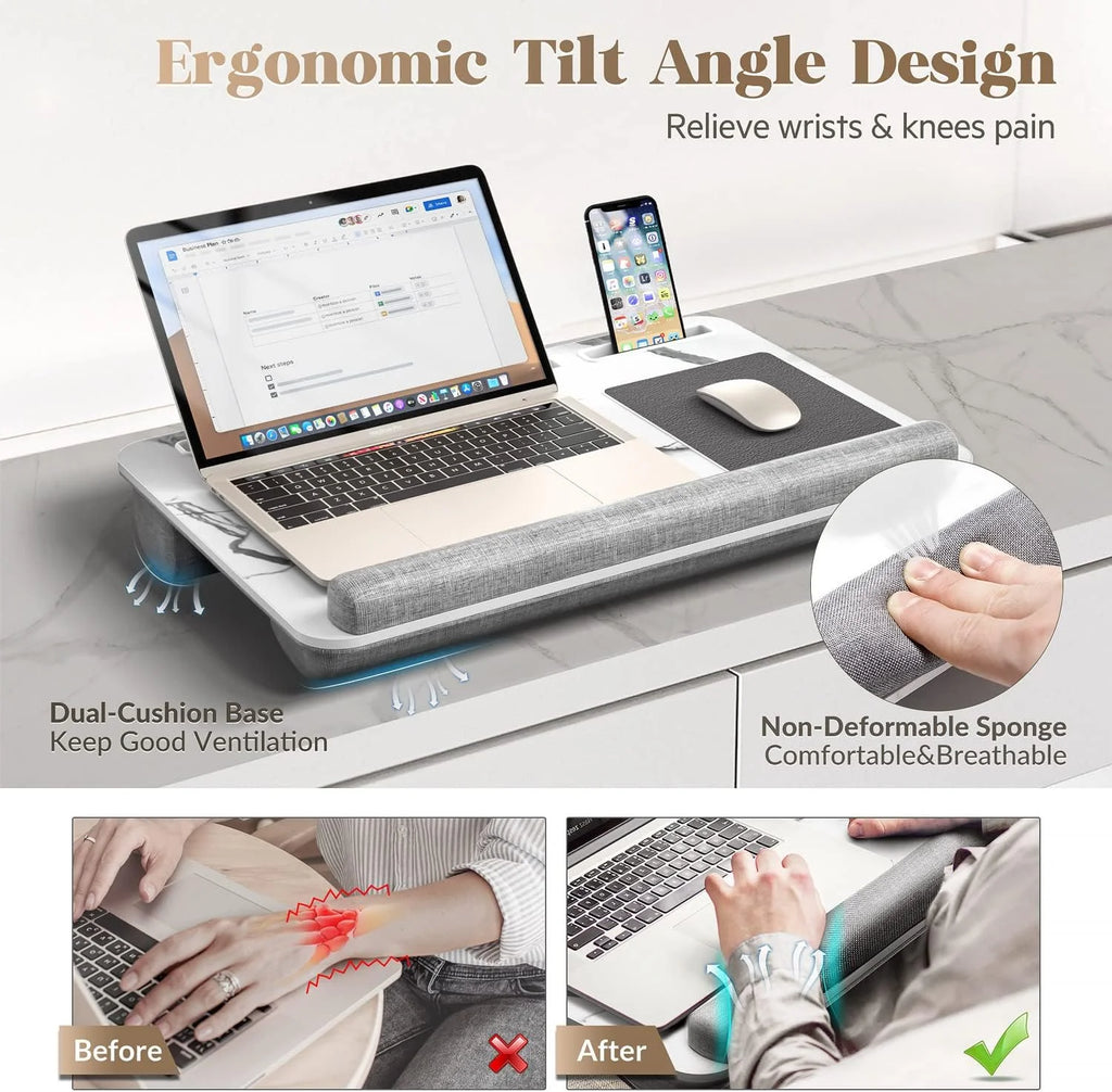 Foldable Lap Desk with Mouse Pad and Storage Drawer, Fits Up to 17" Laptop A634261