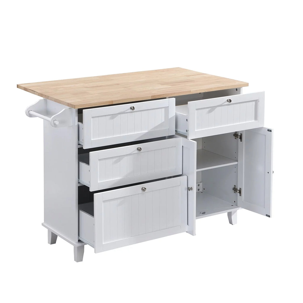 Blue Kitchen Island Set with Drop Leaf and 2 Seatings I736