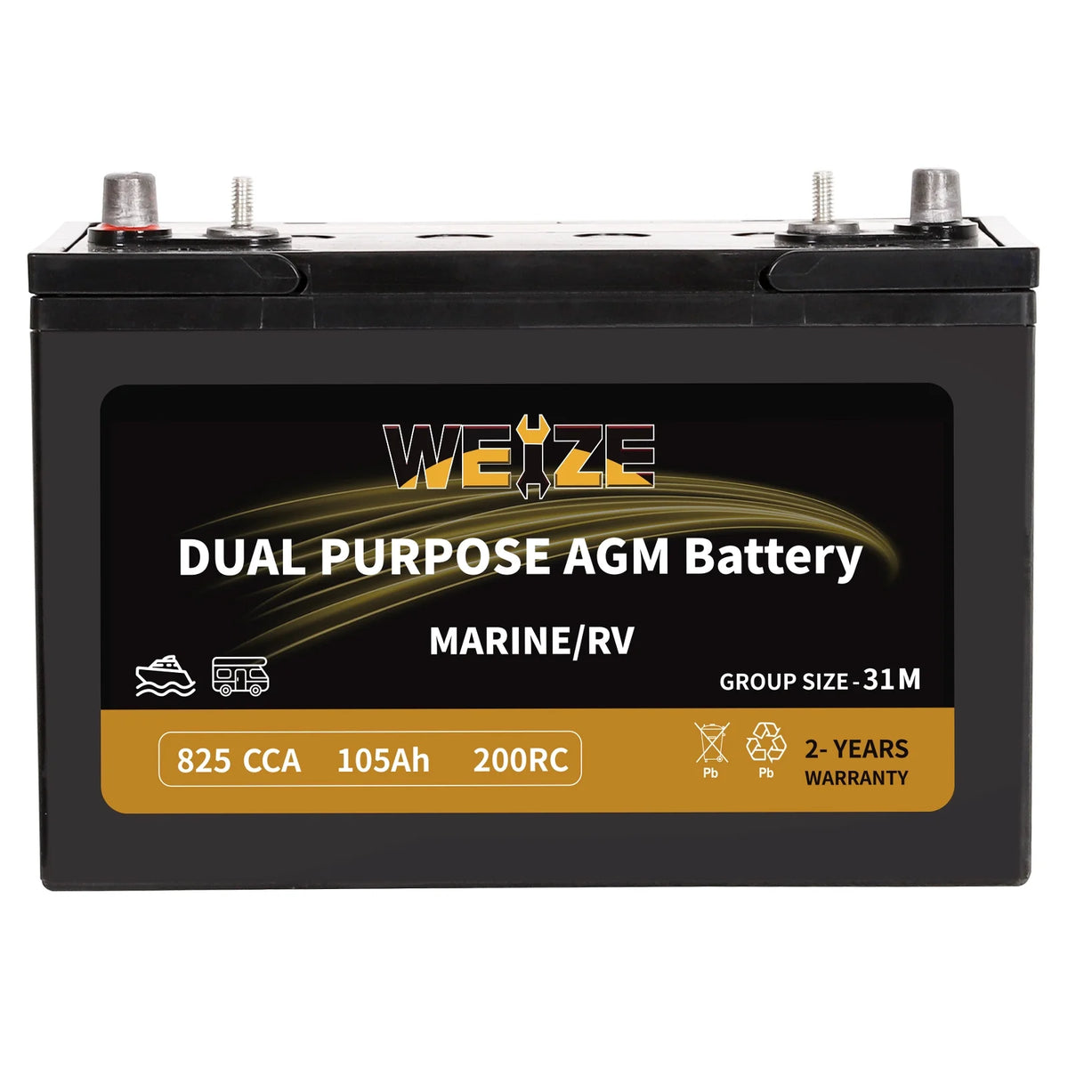 12V 105AH Dual Purpose AGM Battery, 825CCA Group 31M G62173