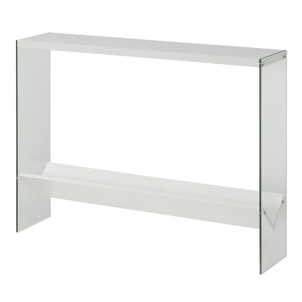 White Wood Console Table with Shelf E6815