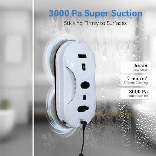 Automatic Window Cleaning Robot with Dual Spray, 3000Pa Suction, Remote Control U836
