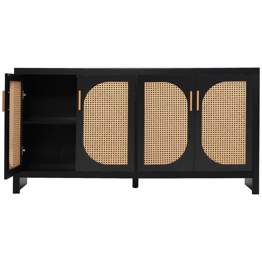 Modern TV Stand with Rattan Doors and Adjustable Shelves L468145