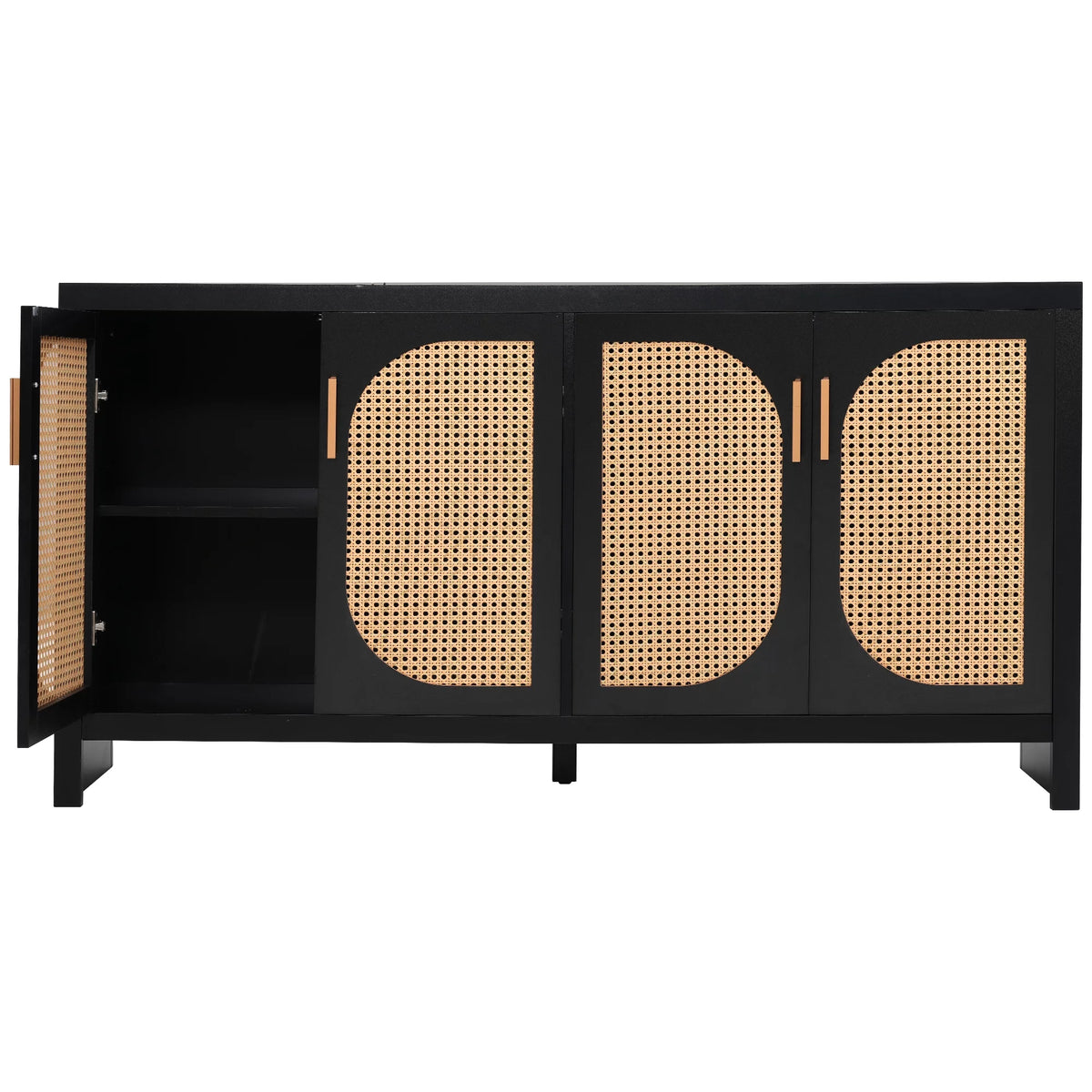 Modern TV Stand with Rattan Doors and Adjustable Shelves L468145