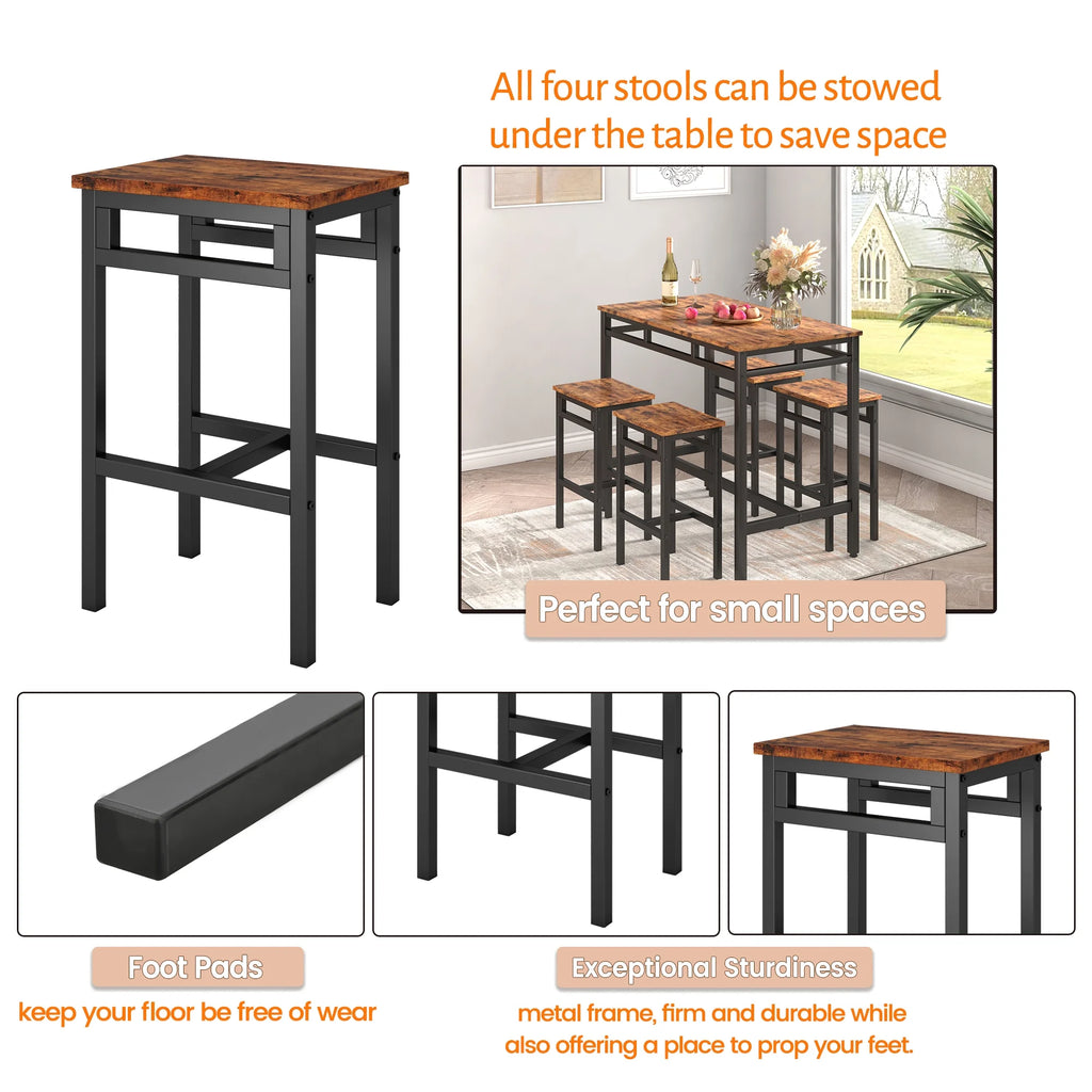 5 Piece Bar Table Set with 4 Stools M710018