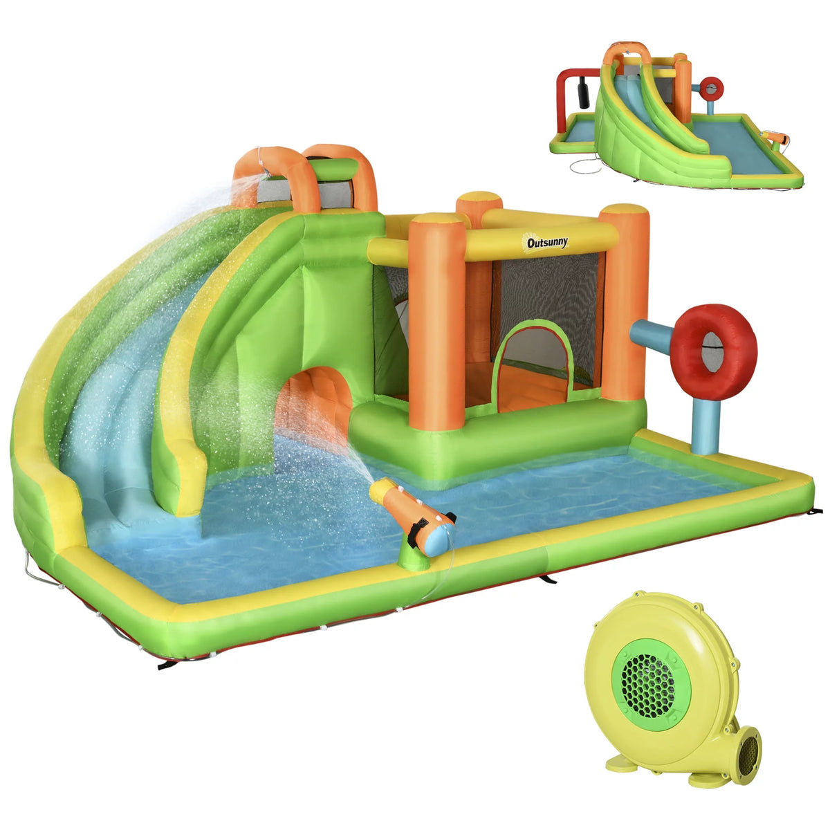 7-in-1 Inflatable Water Slide Bounce House with Carry Bag N1803