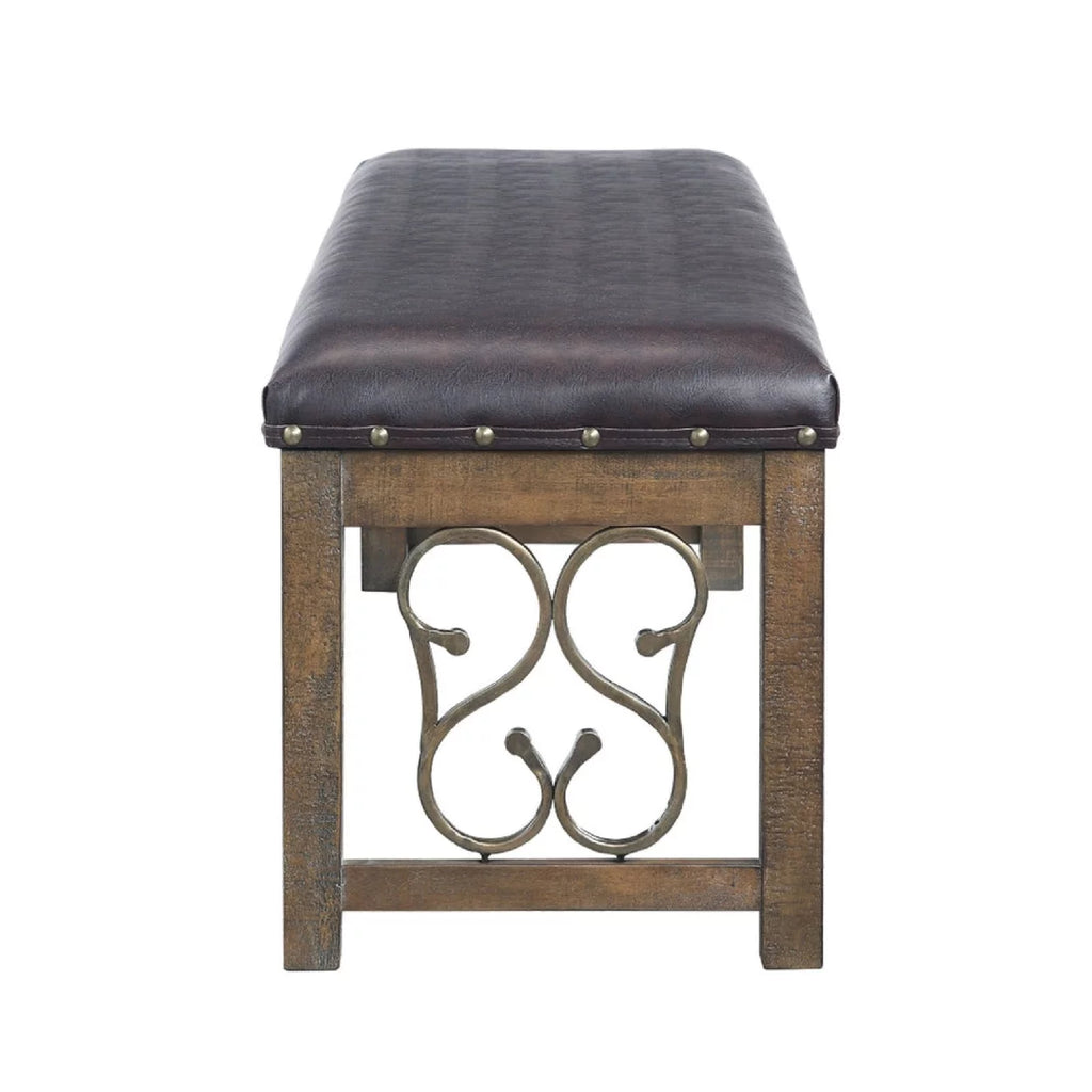 56 Inch Solid Wood Padded Bench N843