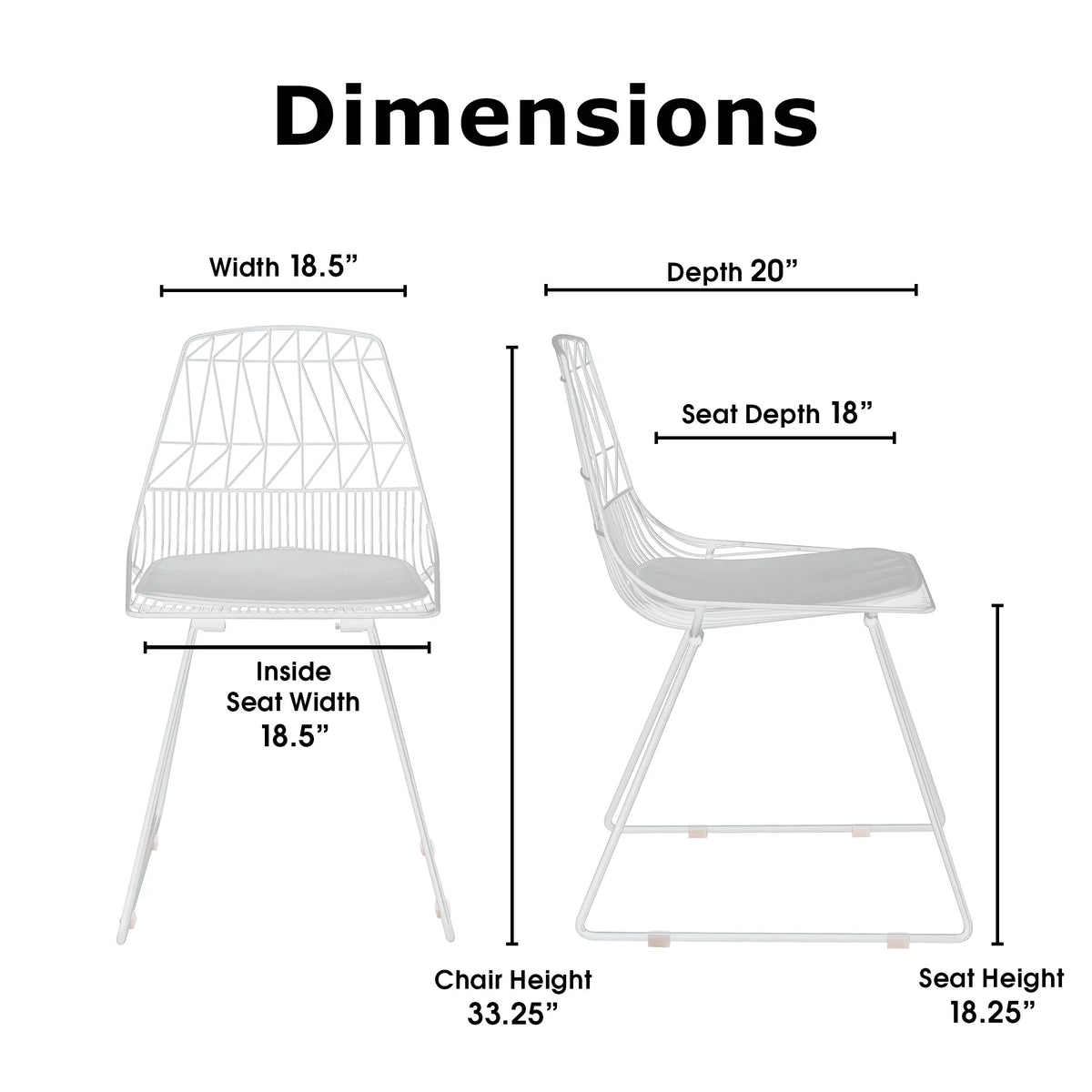 French White Metal Dining Chair Set of 2 Z978400