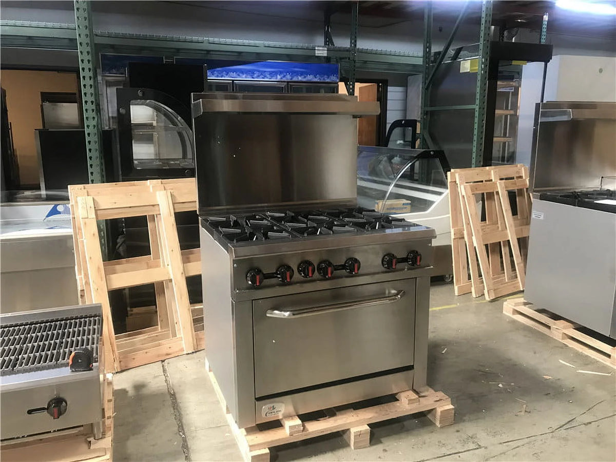 36" 6 Burners Commercial Range & Oven Stainless Steel 211000 BTU A99809